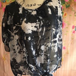 Kandy KISS 💋 Navy and white lightweight blouse